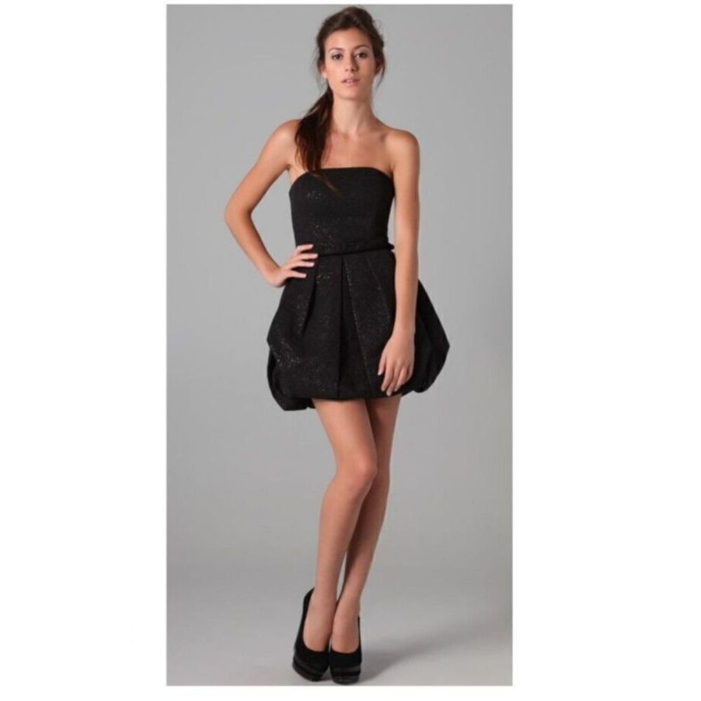 Moschino Jeans Dress Y2K Strapless Black Size US 4 Bubble Hem Mini Dress Italy